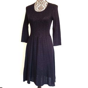 CYNTHIA ROWLEY Cable & Rib Knit LS Drop Waist Swing Skirt Dress S